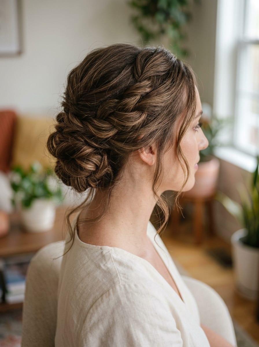 Romantischer Twisted Updo - Hochsteckfrisur für lange Haare